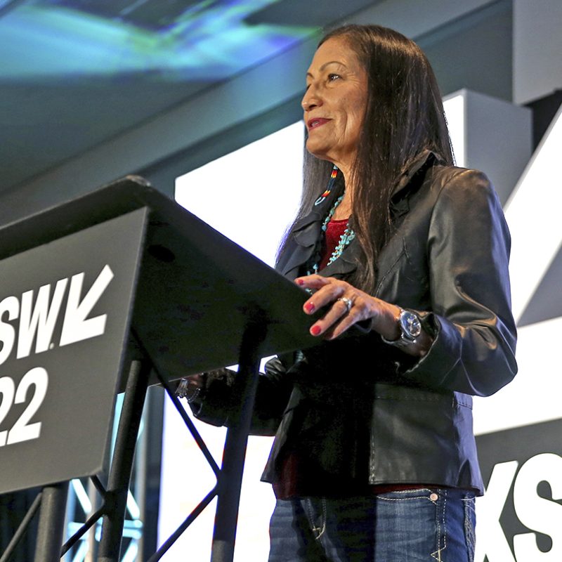 Secretary of the Interior Deb Haaland speaks at 'Auntie Deb's Guide to Equity & Inclusion' – SXSW 2022 – Photo by Hutton Supancic/Getty Images for SXSW