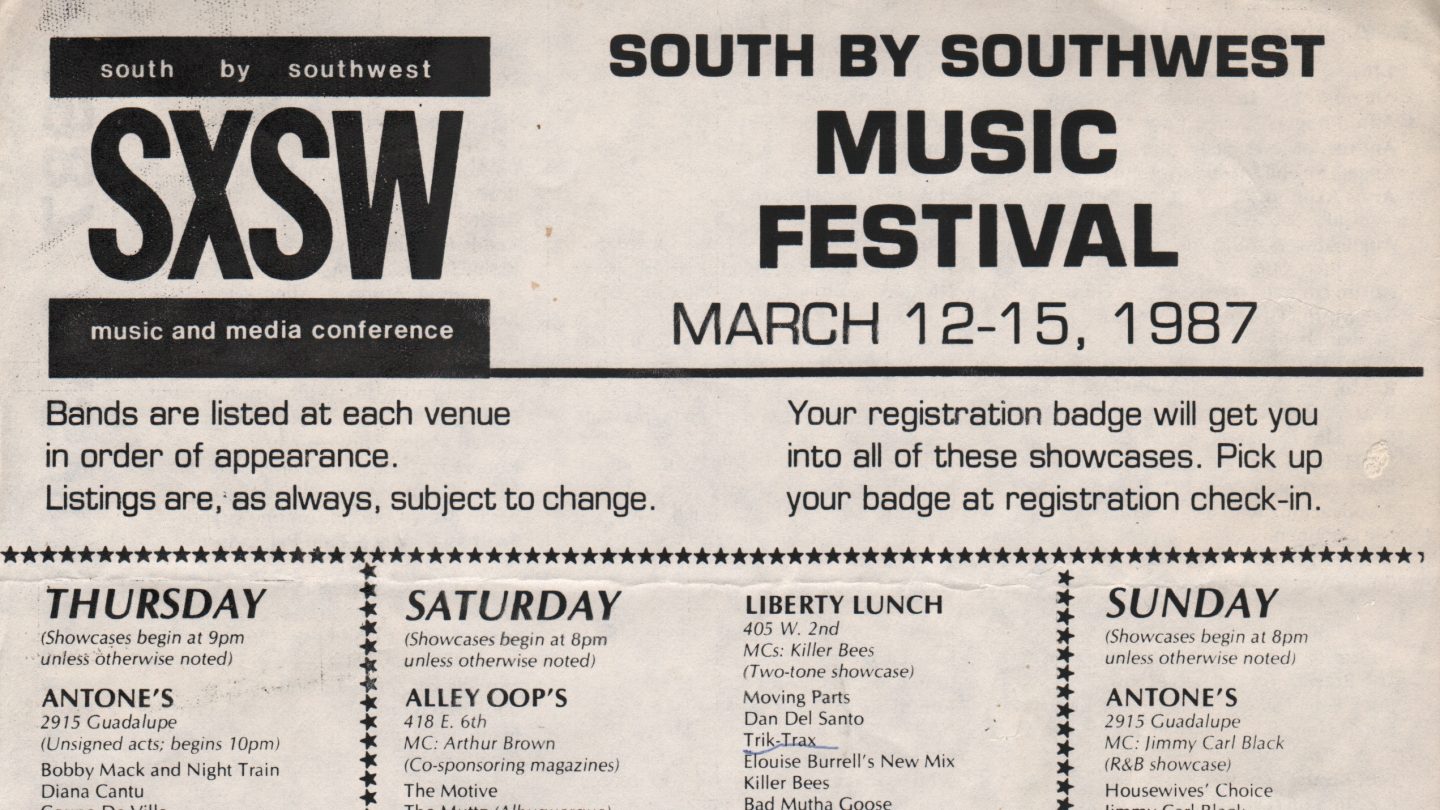 1987 SXSW Music Festival Schedule